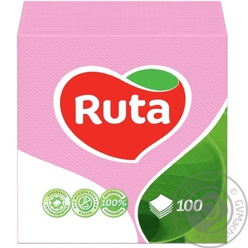 Серветки Ruta рожеві паперові 1-шарові 24*24см 100шт купити, ціни на МегаМаркет - фото 1