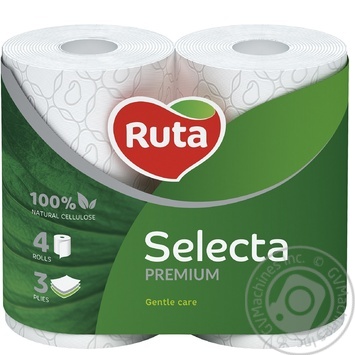 Бумага туалетная Ruta Selecta белая 3-слойная 4шт купить, цены на МегаМаркет - фото 1