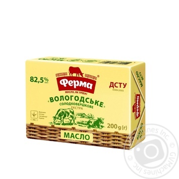 Масло Ферма Вологодское сладкосливочное экстра 82,5% 200г купить, цены на МегаМаркет - фото 1