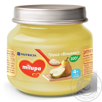 Пюре фруктове Milupa Груша Вільямс для дітей від 4 місяців 80г купити, ціни на МегаМаркет - фото 1