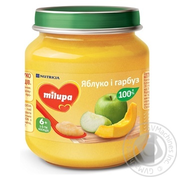 Пюре фруктовое Milupa Яблоко и тыква для детей от 6 месяцев 125г купить, цены на МегаМаркет - фото 1