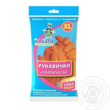 Рукавички Добрв господарочка латексні міцні XL х10 купить, цены на МегаМаркет - фото 1