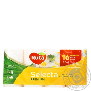 Туалетная бумага Ruta Selecta ромашка 16рул купить, цены на МегаМаркет - фото 1
