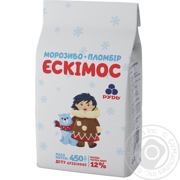 Морозиво Рудь Ескімос пломбір 450г купити, ціни на МегаМаркет - фото 1