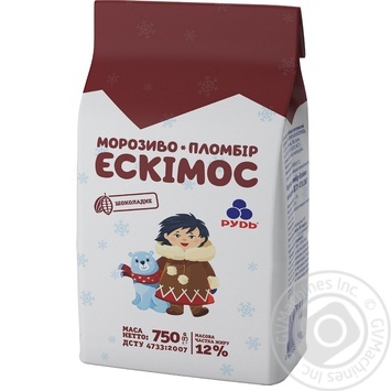 Морозиво Рудь Ескімос шоколадний пломбір 750г купити, ціни на МегаМаркет - фото 2