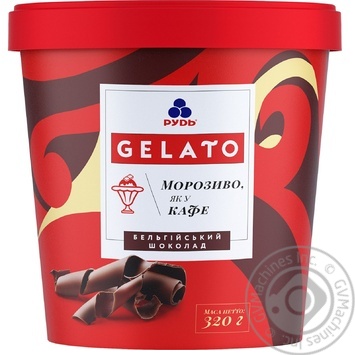 Морозиво Рудь Gelato Бельгійський шоколад вершкове шоколадне у відрі 320г - купити, ціни на NOVUS - фото 1