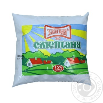 Сметана Злагода 15% 400г купити, ціни на МегаМаркет - фото 1