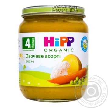 Пюре ХиПП овощное ассорти с омега-3 жирными кислотами для детей с 4 месяцев 125г купить, цены на МегаМаркет - фото 1