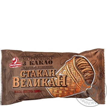 Морозиво Ласунка Стакан великан пломбір з какао та вареною згущенкою у вафельному стакані 100г купити, ціни на МегаМаркет - фото 4