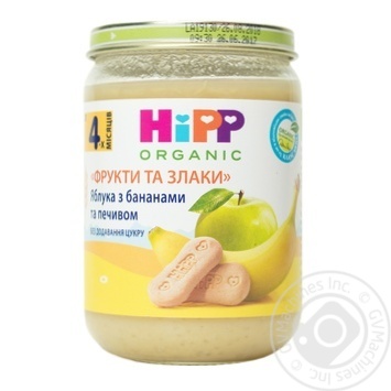 Пюре Hipp Фрукты и злаки яблоки с бананами и печеньем с 4-х месяцев 190г купить, цены на МегаМаркет - фото 1