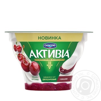 Біфідойогурт Danone Активіа двошаровий з вишнею 2,9% 135г купити, ціни на МегаМаркет - фото 1