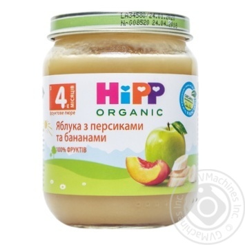 Пюре Hipp Яблоки с персиками и бананами 125г купить, цены на МегаМаркет - фото 1