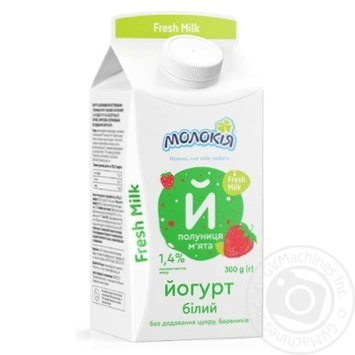 Molokiya with strawberries and mint yogurt 1.4% 300g - buy, prices for MegaMarket - photo 1