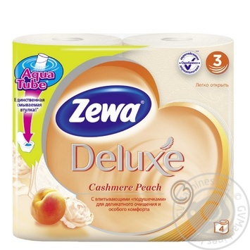 Туалетний папір Zewa Deluxe Aqua Tube Cashmere Peach 3 шари 4шт купити, ціни на МегаМаркет - фото 1