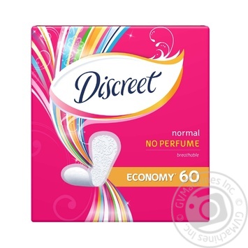 Щоденні гігієнічні прокладки Discreet Normal 60шт купити, ціни на МегаМаркет - фото 1