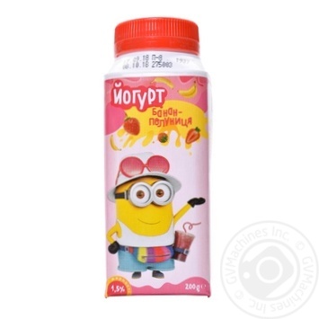Minions banana - strawberry yogurt 1.5% 200g - buy, prices for MegaMarket - photo 1