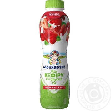 Кефир Слов'яночка Клубника-мята 1% 540г купить, цены на МегаМаркет - фото 1