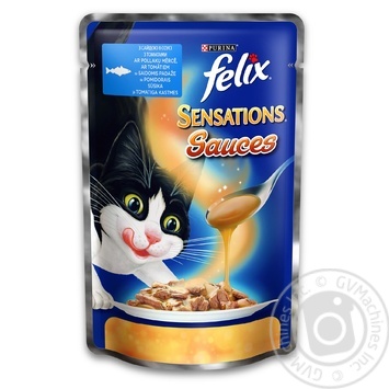 Корм для дорослих котів Felix Sensations Sauces сайда в соусі з томатами 100г - купити, ціни на NOVUS - фото 1