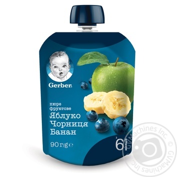 Пюре Gerber яблоко черника банан 90г купить, цены на МегаМаркет - фото 1