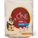 Корм сухой Purina ONE® MINI Junior с курицей и рисом для щенков мелких пород от 1 до 12 месяцев 800г