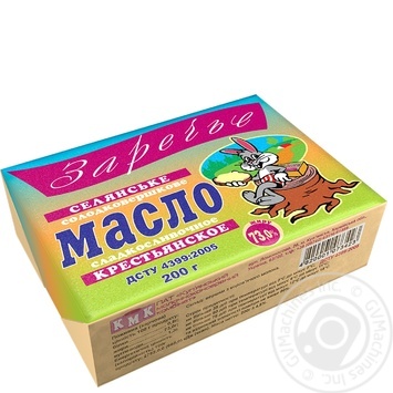 Масло Заречье Селянське солодковершкове 73% 200г Україна купити, ціни на МегаМаркет - фото 1
