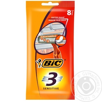 Бритва чоловіча BIC SENSITIVE 3 8шт купити, ціни на МегаМаркет - фото 1