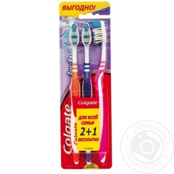 Щетка зубная Colgate Zig Zag средней жесткости 3шт Вьетнам купить, цены на МегаМаркет - фото 1