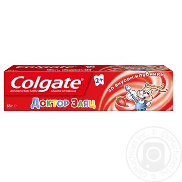 Зубна паста дитяча Colgate Лікар Заяць зі смаком полуниці Для дітей від двох років гель 50мл купити, ціни на МегаМаркет - фото 1