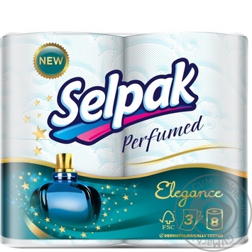 Папір туалетний Selpak Perfumed Elegance 8шт купити, ціни на МегаМаркет - фото 1
