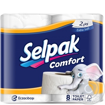 Туалетний папір Selpak Comfort 2-шаровий 8шт - купити, ціни на МегаМаркет - фото 1