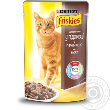 Корм Friskies З печінкою шматочки у підливці для дорослих котів 100г