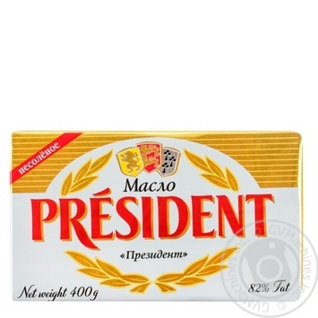 Масло President кислосливочное несоленое 82% 400г купить, цены на МегаМаркет - фото 1