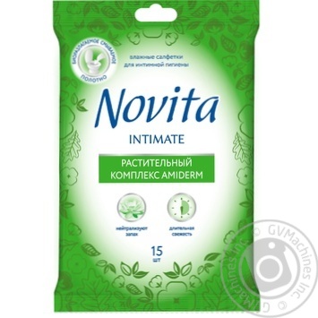 Салфетки Novita Soft Intimate влажные для интимной гигиены с растительным комплексом Amiderm 15шт купить, цены на МегаМаркет - фото 1