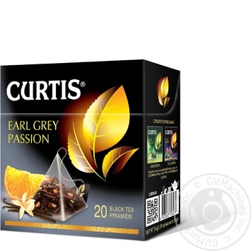 Чай черный Curtis Earl Grey Passion в пирамидках 20шт*1,7г купить, цены на МегаМаркет - фото 1
