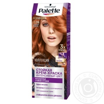 Краска для волос Palette интенсивный цвет 7-78 сияющий медный 110мл купить, цены на МегаМаркет - фото 1