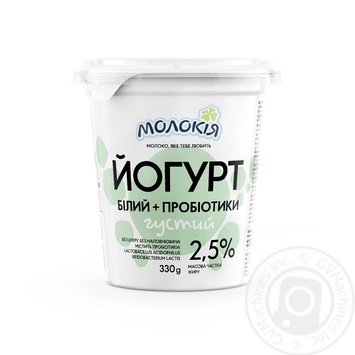Йогурт Молокія білий+ пробіотики густий 2,5% 330г купити, ціни на МегаМаркет - фото 1