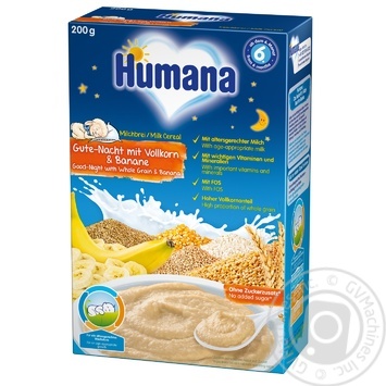 Каша молочная Humana цельнозерновая с бананом 200г купить, цены на МегаМаркет - фото 1