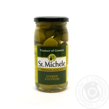 Оливки St. Michele з огірком 380г х12 купити, ціни на МегаМаркет - фото 1