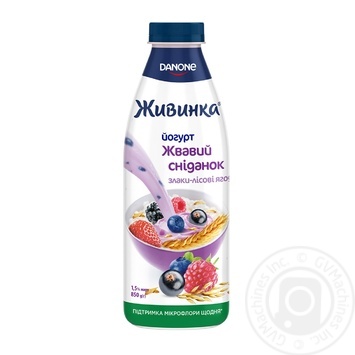 Йогурт Danone Живинка Жвавий Сніданок злаки-ягоди 1,5% 850г - купити, ціни на NOVUS - фото 1