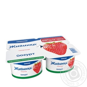 Yogurt Zhivinka strawberry 1.5% 115x4 - buy, prices for MegaMarket - photo 1
