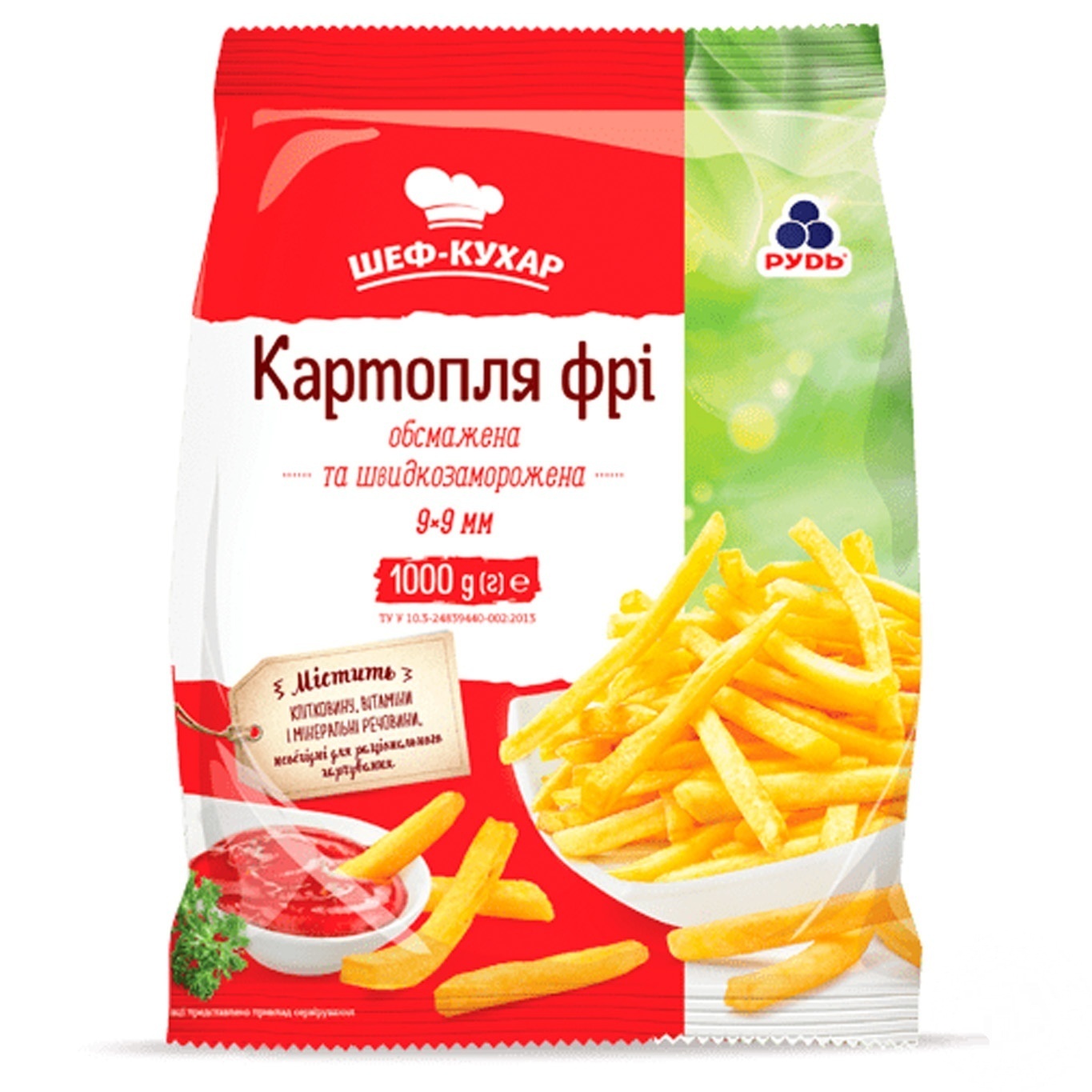 

Картофель фри Рудь Шеф-повар быстрозамороженная 1кг
