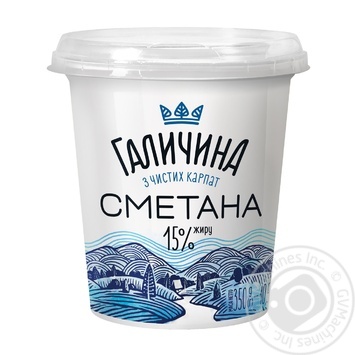 Сметана Галичина 15% 350г купити, ціни на МегаМаркет - фото 1