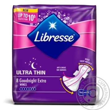 Прокладки Libresse Ultra Goodnight Extra Wings 8шт х10 купить, цены на МегаМаркет - фото 1