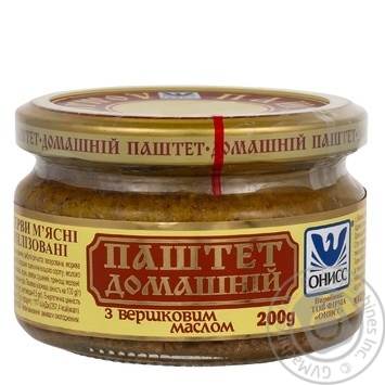 Паштет Онисс Домашний со сливочным маслом 200г купить, цены на МегаМаркет - фото 1