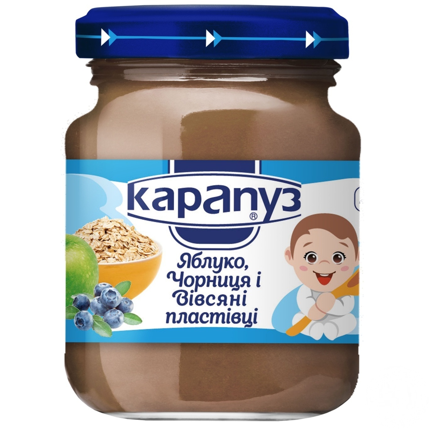 

Пюре Карапуз яблоко черника и овсяные хлопья 125г