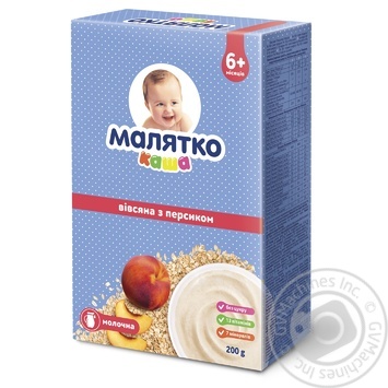 Malyatko Milk-Oatmeal Porridge with peach 200g - buy, prices for ULTRAMARKET - photo 1