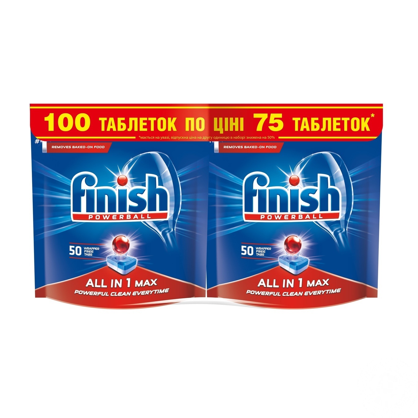 

Средство Finish ALL IN 1 для посудомоечных машин 50од + 50од - 50% на вторую