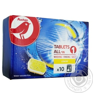 Auchan tablets all in 1 for dishwasher lemon 10pcs