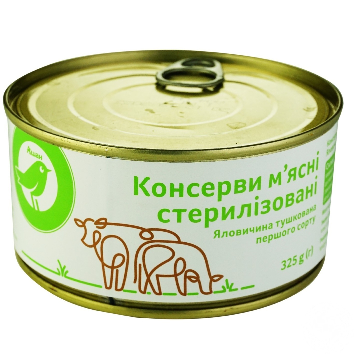

Консервы Ашан Говядина тушеная первого сорта 325г