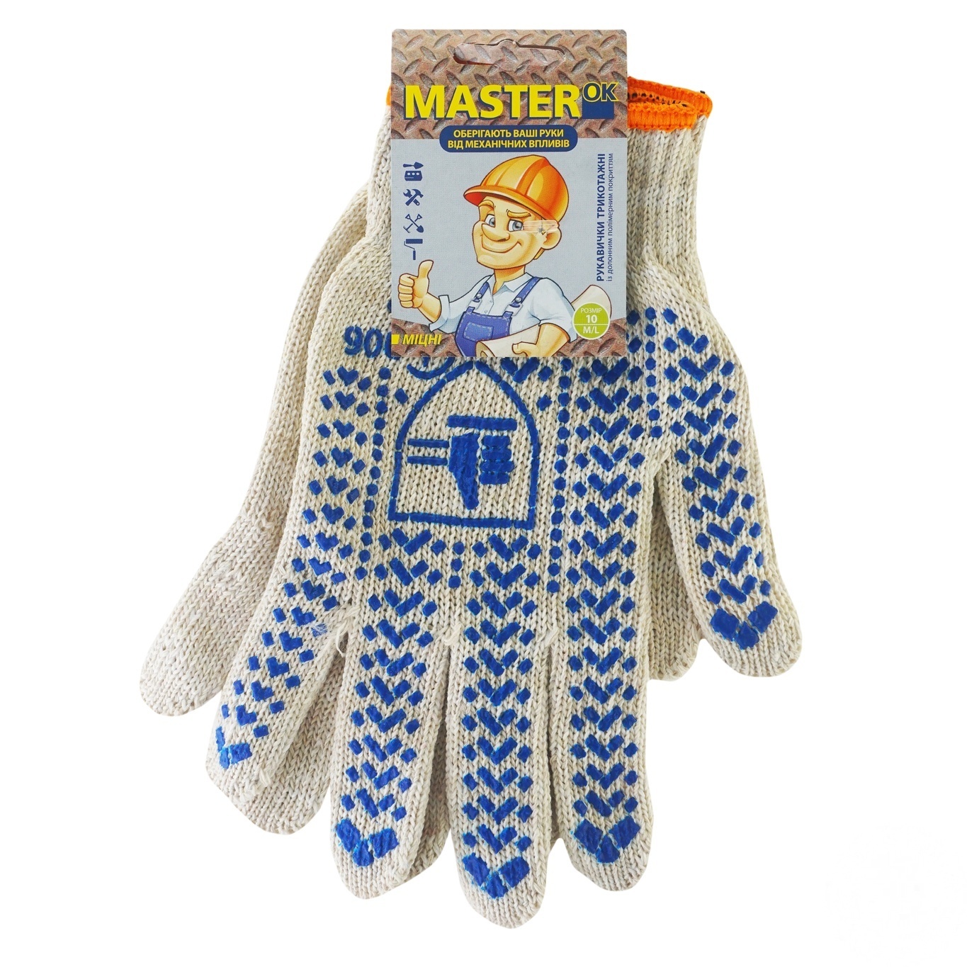 

Перчатки MasterОК трикотажные белые 10р M/L